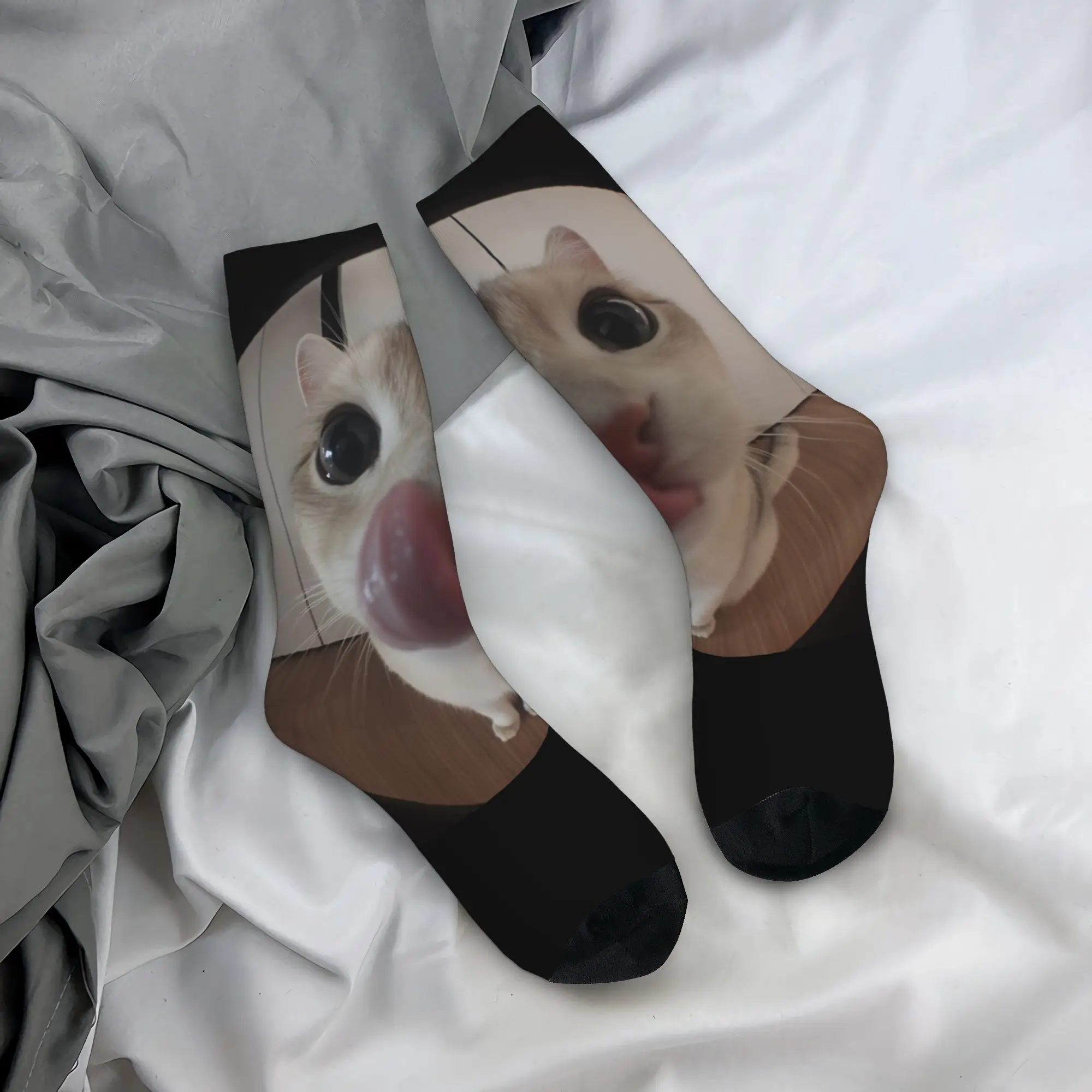 Calcetines con Estampado de Memes de Gatos Divertidos, Calcetines Antideslizantes para Hombre y Mujer, Calcetines de Skate de Moda para Otoño