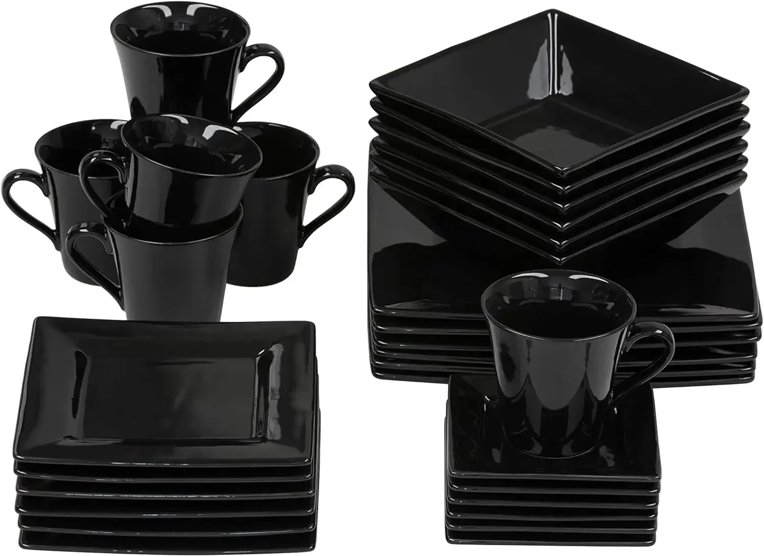 Nova Square 30 pc Dinnerware Set, Black