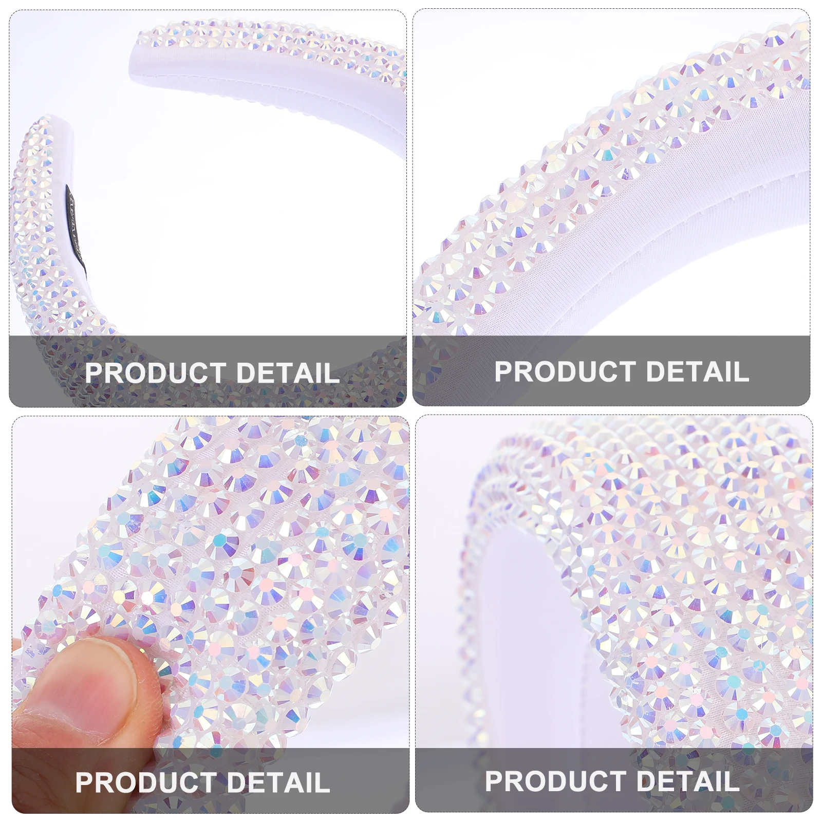 

Wide Brim Diamond Rhinestone Hairb Blue Sponge Headdress Women Party Hoop Rhinestone Head Hoop Headwear Non Fading