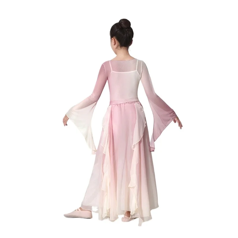 Stroje do tańca klasycznego dla dzieci, eleganckie ubrania z gazy, ubrania do ćwiczeń tanecznych dla dziewcząt, kostiumy sceniczne, starożytny chiński strój.