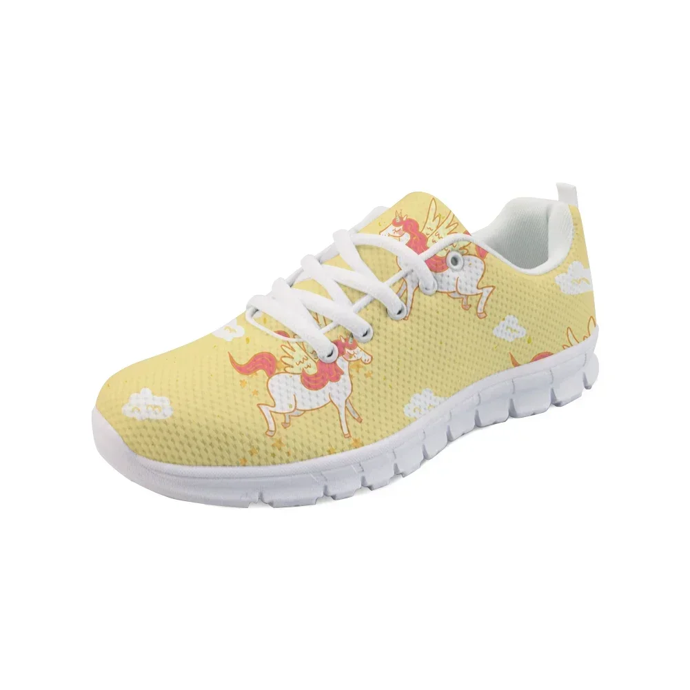 Cartoon Unicorn Printed Women Flat Shoes Ladies Fashion Lace-up Sneaker Shoes For Girls Cute Breathable Footwear