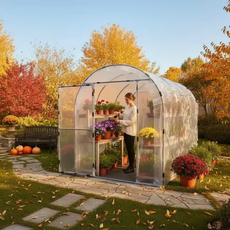 Single Span Polyethylene Film Greenhouse Walk In Tunnel Garden Tent Galvanized Frame Mini Plant Growth House for Outdoor Use