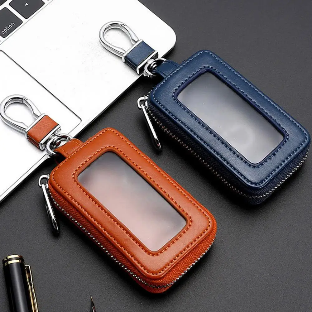 Exclusive Keychain Holder Faux Leather Car Keychain Case with Smooth Zipper Closure Anti-scratch Key Holder Easy Grip for Auto