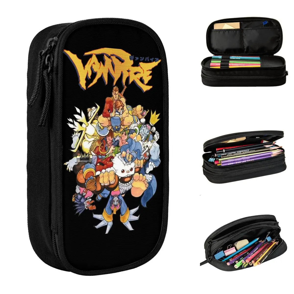 Vampire The Night Warriors Merch Pencil Case Large Capacity Office Accessories Darkstalkers Pencilcase Perfect Gifts