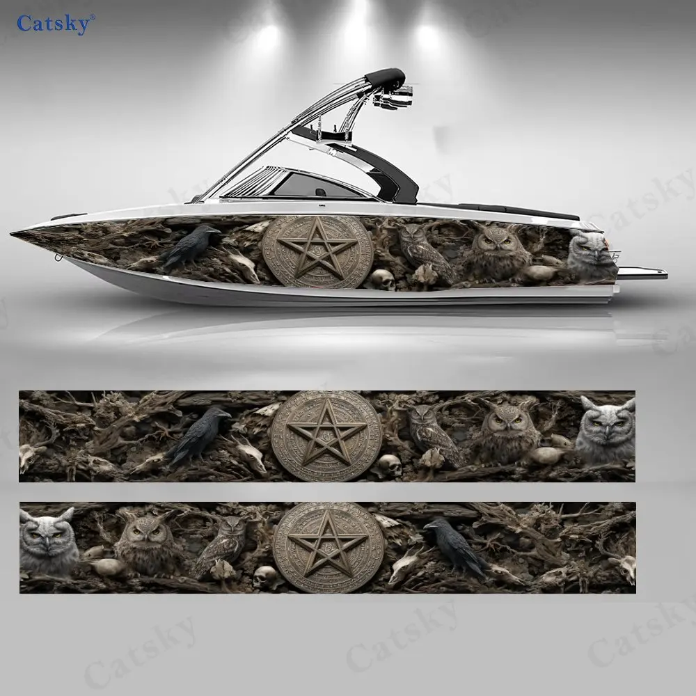 

2 шт. наклеек с изображением существ и пентаграмм для лодок, водонепроницаемые виниловые наклейки из ПВХ для рыболовных лодок, прочные и стильные.
