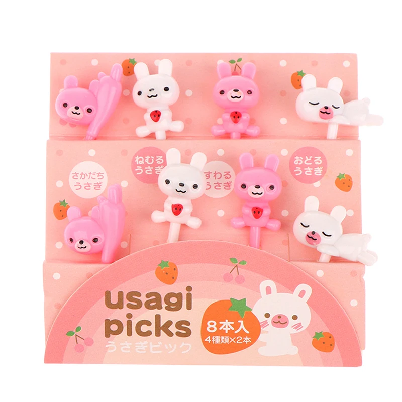 6/10pcs/pack Cute Eyes Fruit Fork Plastic Fruit Pick Kids Bento Lunch Snack Cake Dessert Food Toothpick Kitchen Tableware Decor