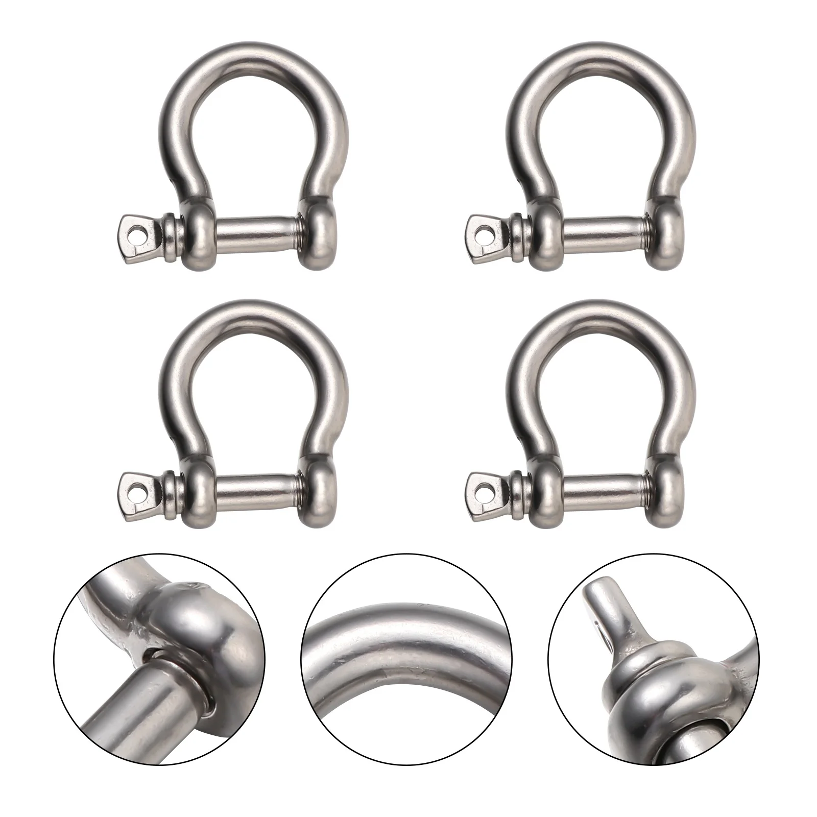 

4Pcs Stainless Steel Shackle Durable Horseshoe Shape D-Ring Shackles Metal Shackle Lock for Winching D-Shaped Shackles