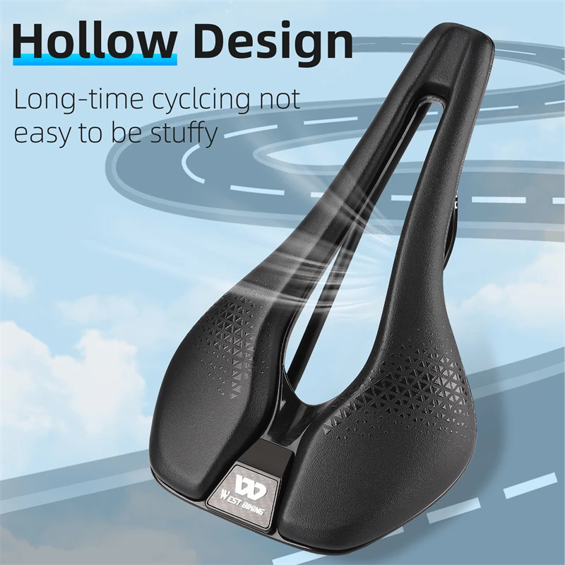 WEST BIKING Short Nose Road Bike Seat Racing Lightweight Bike Saddle Bicycle Hollow Painless Saddle Gravel Bike Accessories