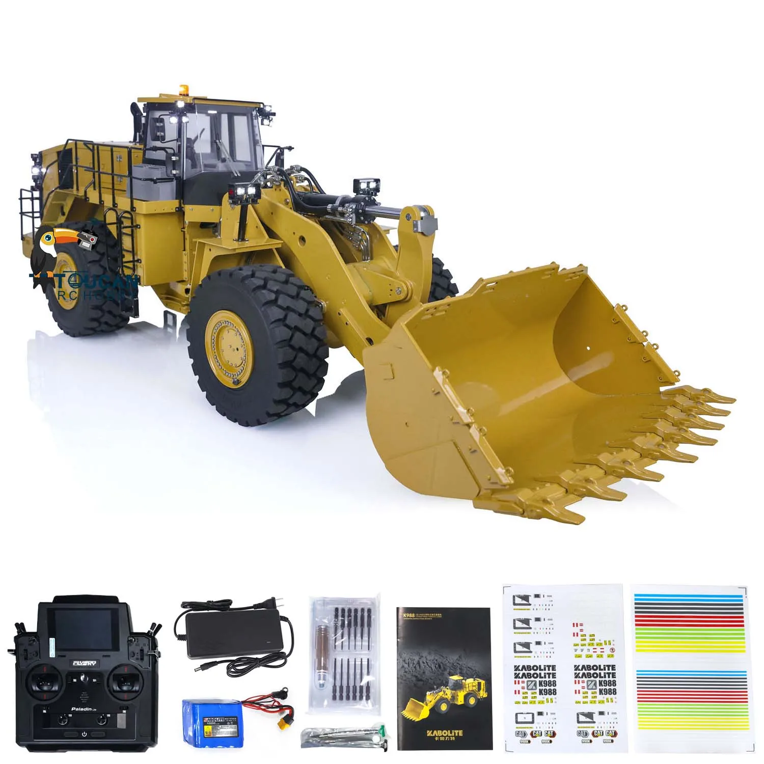 In Stock Kabolite K988 RC Hydraulic Wheeled Loader 1/14 HUINA Upgraded PL18 Lite Radio Control Truck Light Sound Model TH20538