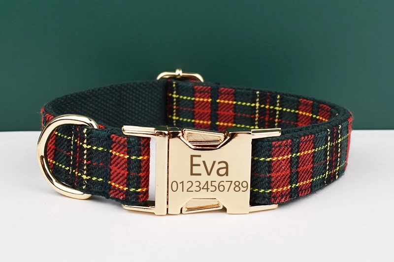 Luxus-Halsband-Leine-Hundegeschirr-Set mit individuellem Logo, TS-Zubehör, Hundehalsband-Leine-Geschirr-Set, Hundehalsband mit amerikanischer Flagge und Gittermuster 16 – Detail 2