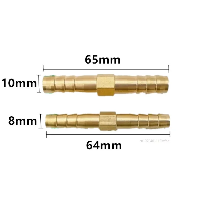 3 4 5 6 8 10 12 14 16 19 25 mm Brass Straight Hose Pipe Fitting Equal Barb Water Pipe Joint Gas Copper Coupler Connector Adapter