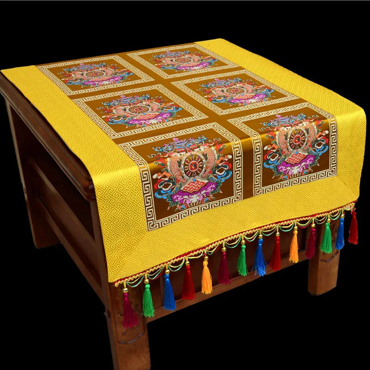 Wholesale Buddhist supplie family home Buddhism Temple Kalachakra Eight Auspicious Embroidery Altar Table cloth  Art Deco