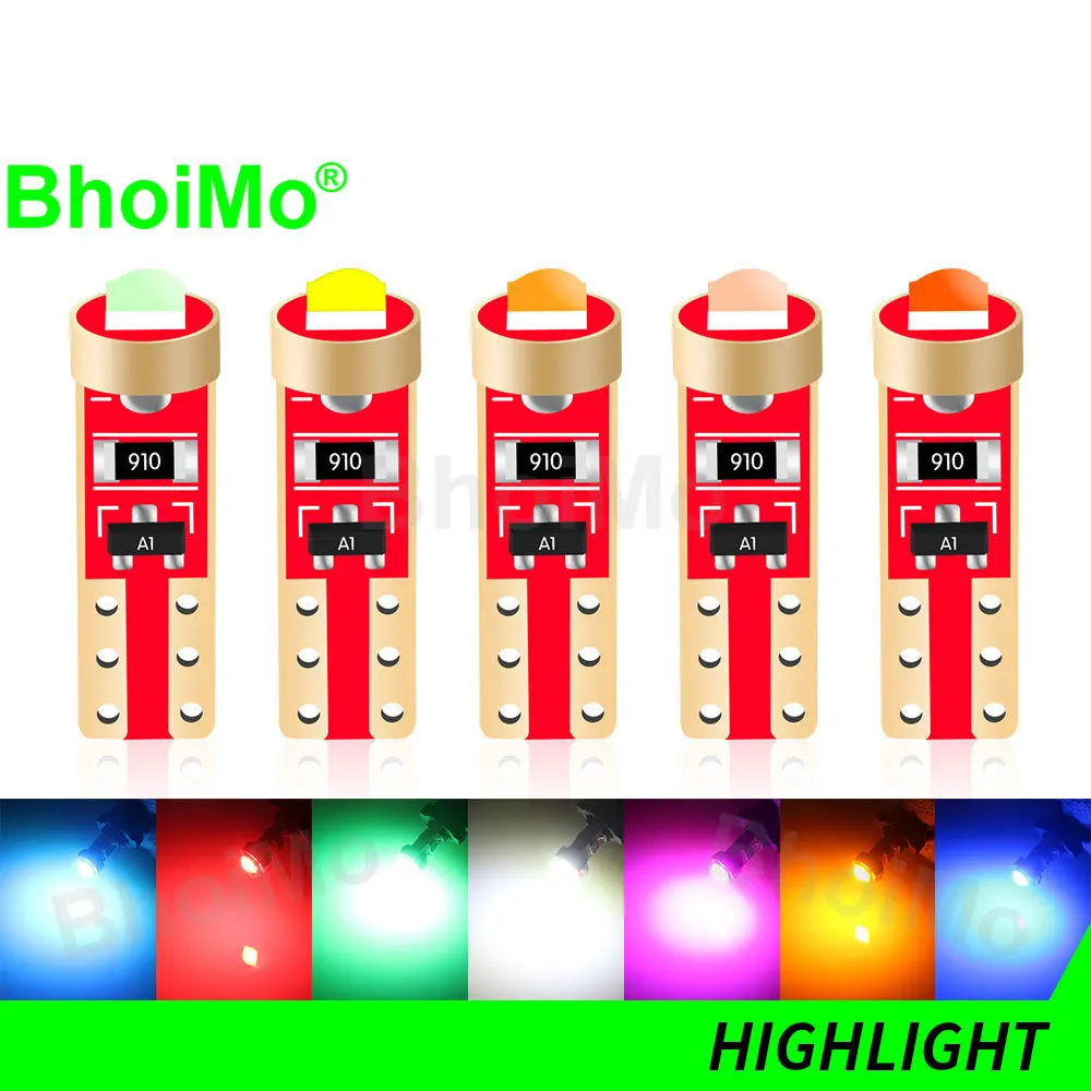 

BhoiMo 8PCS Led T5 No Polarity Bulb 73 74 17 37 W3W Car Dashboard Instrument Indicator Map Plate Panel Auto Signal Lamp Light