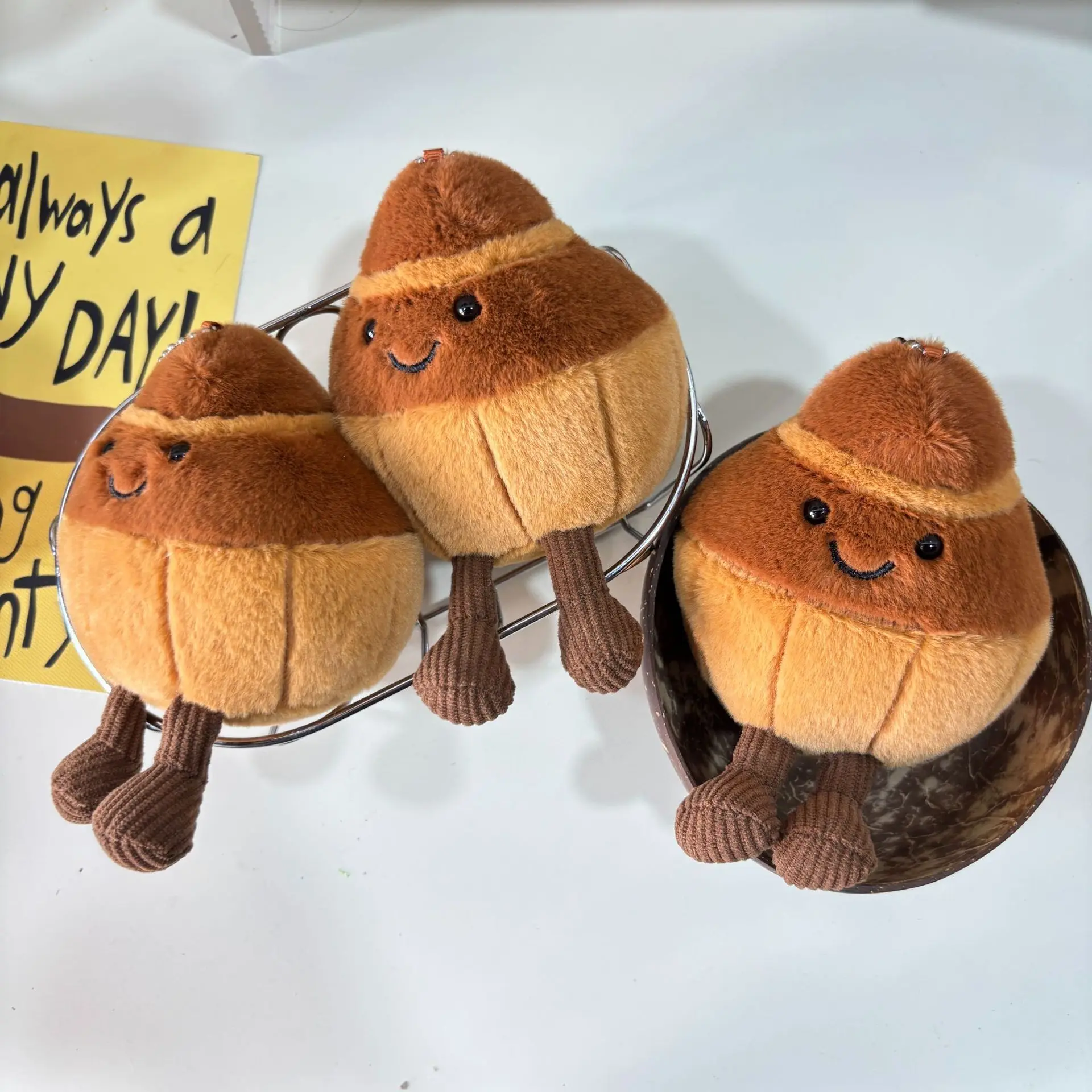 7CM Fun Bread Plush Doll Charm Keychain Brown Plush Doll Pendant Bag Decorations Accessories Doll Birthday Gift Fashion Jewelry