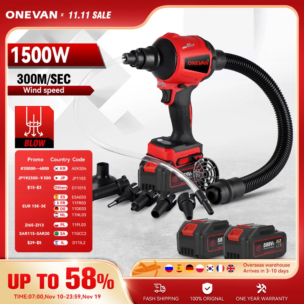 ONEVAN 80000RPM Brushless เครื่องเป่าลมไฟฟ้าไร้สายทําความสะอาดเครื่องกวาดชาร์จ Dust Blower สําหรับ 21V 18V แบตเตอรี่
