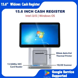 15.6 Inch Windows POS System Intel Dual Screen Win10 Cash Register With Thermal Printer Restaurant Win 7 ECR Billing Terminal