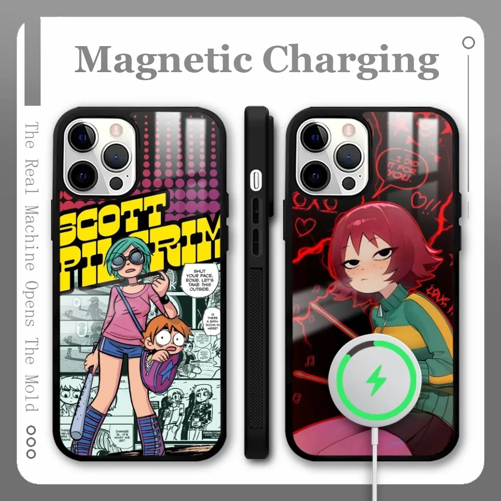 

S-Scott Pilgrim Phone Case For iPhone 16 15 14 13 12 11 Pro Max Plus Mini Magnetic Magsafe Wireless Charging Cover Coque
