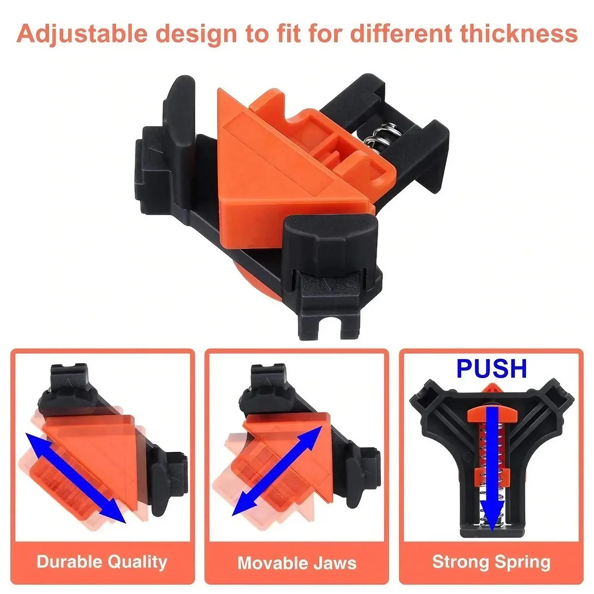 Professional Woodworking 90° Right Angle Clamps - Premium Accurate Frame and Cabinet Assembly Tools for Carpentry and DIY