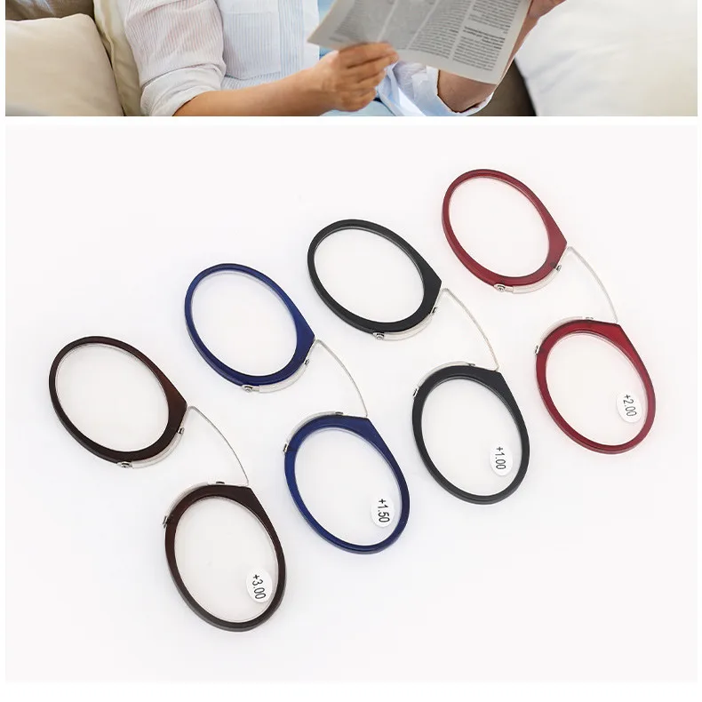 Portable Clip Nose Mini Reading Glasses With Nose Clip Men Women Readers Prescription Legless Eyeglasses 1.0 1.5 2.0 2.5 3.0 3.5