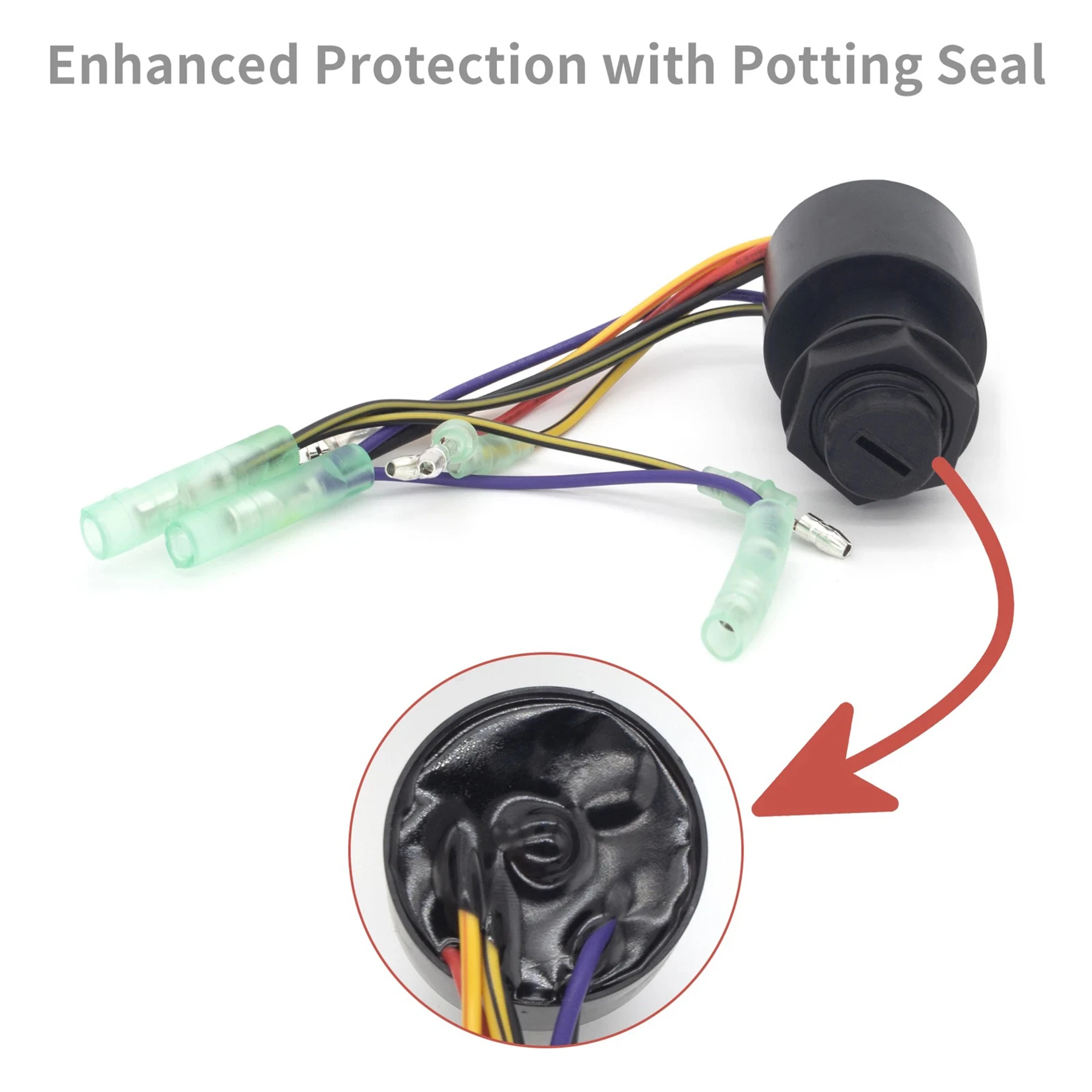 Boat Engine Parts Ignition Switch Assy with Key for Mercury Mariner Control Box 3 Position 6 Wire Connectors Outboard 87-17009A5
