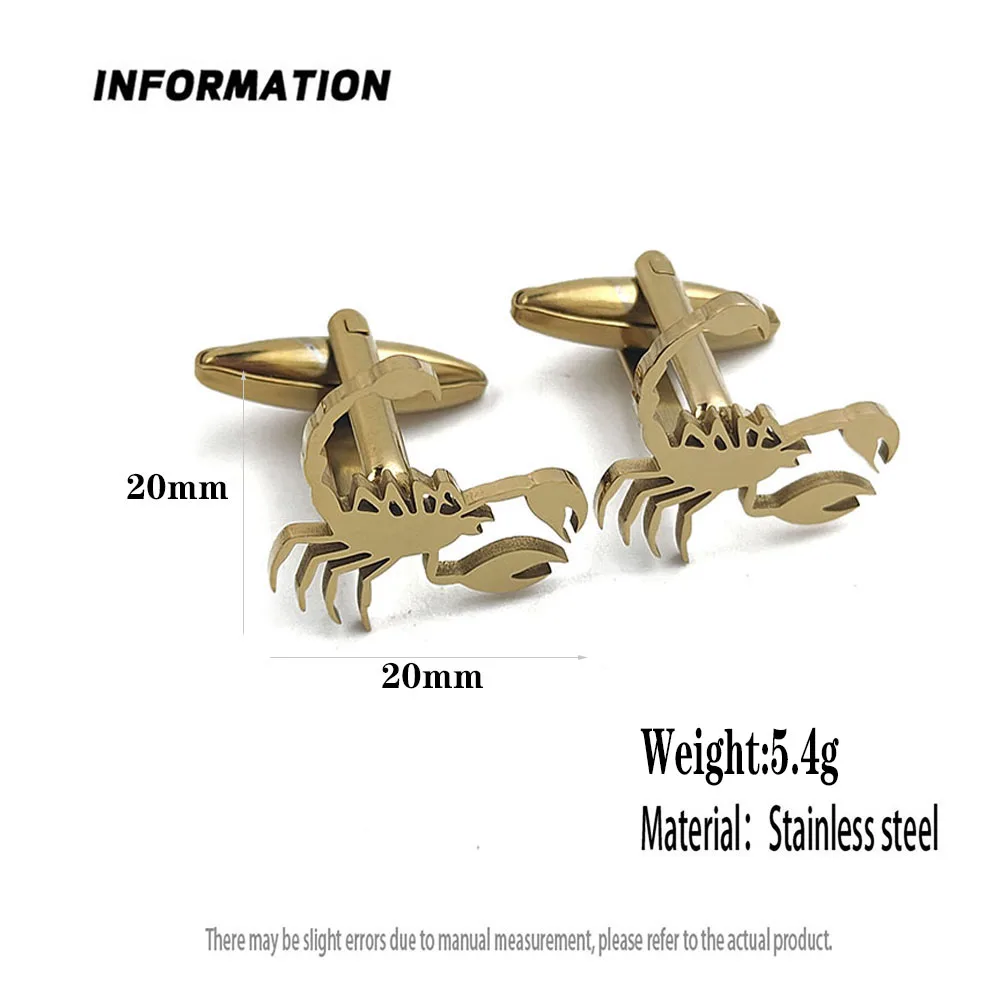 Cross-border explosive product poisonous scorpion stainless steel metal cufflinks, ceremony formal wear outdoor party