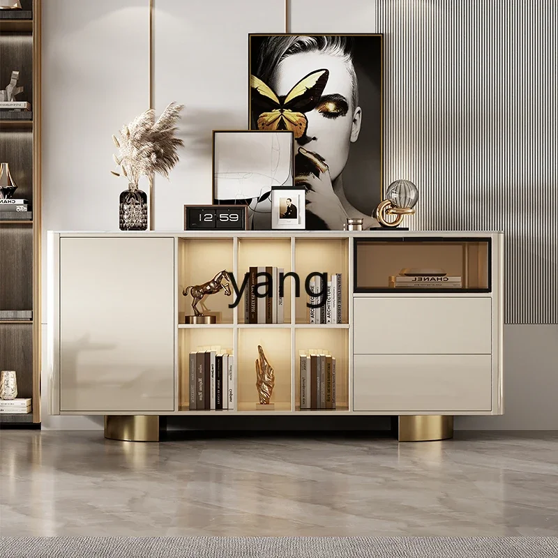 LH light luxury solid wood decorative cabinet minimalist rock slab paint bookcase with lamp side storage cabinet