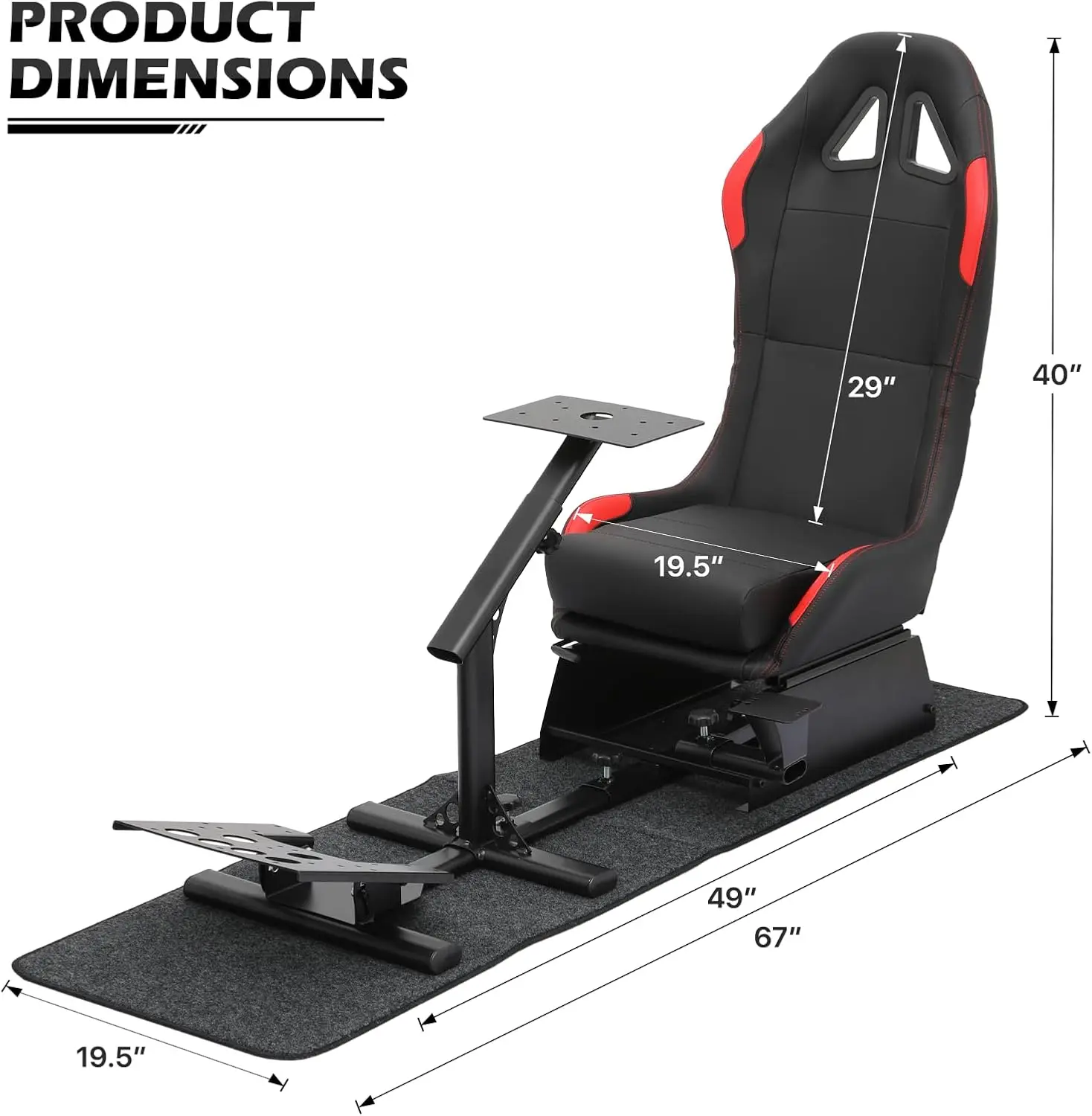 Racing Simulator Cockpit Black Stainless Steel Foldable Racing Seat Stand Fit  G920 G29 G27 G25 G923 Thrustmaster