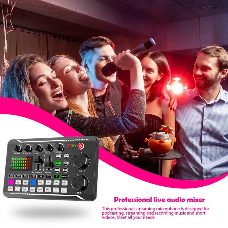 Sound Card Audio Mixer F998 Audio Mixer With Voice Changer Music Making Equipment Podcast Production Studio Equipment For Mobile