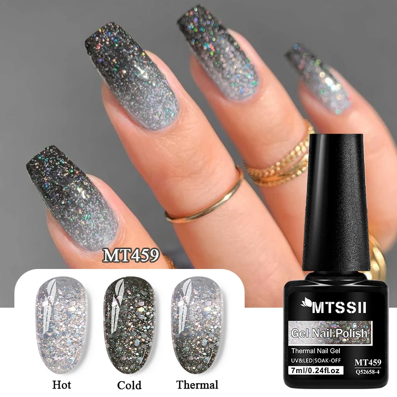 Glitter Thermal Gel Nail Polish Temperature Color Changing Nails Semi Permanent Soak Off UV Gel Varnish Manicure Nail Supplies