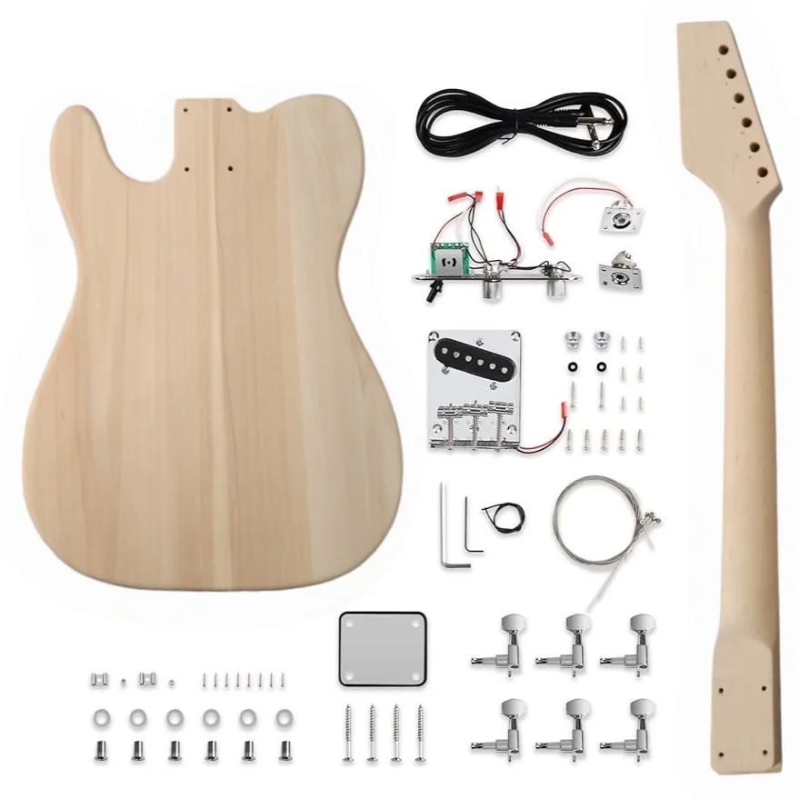 DIY electric guitar set, unfinished electric guitar, hand-assembled, free to decorate, poplar body, maple neck
