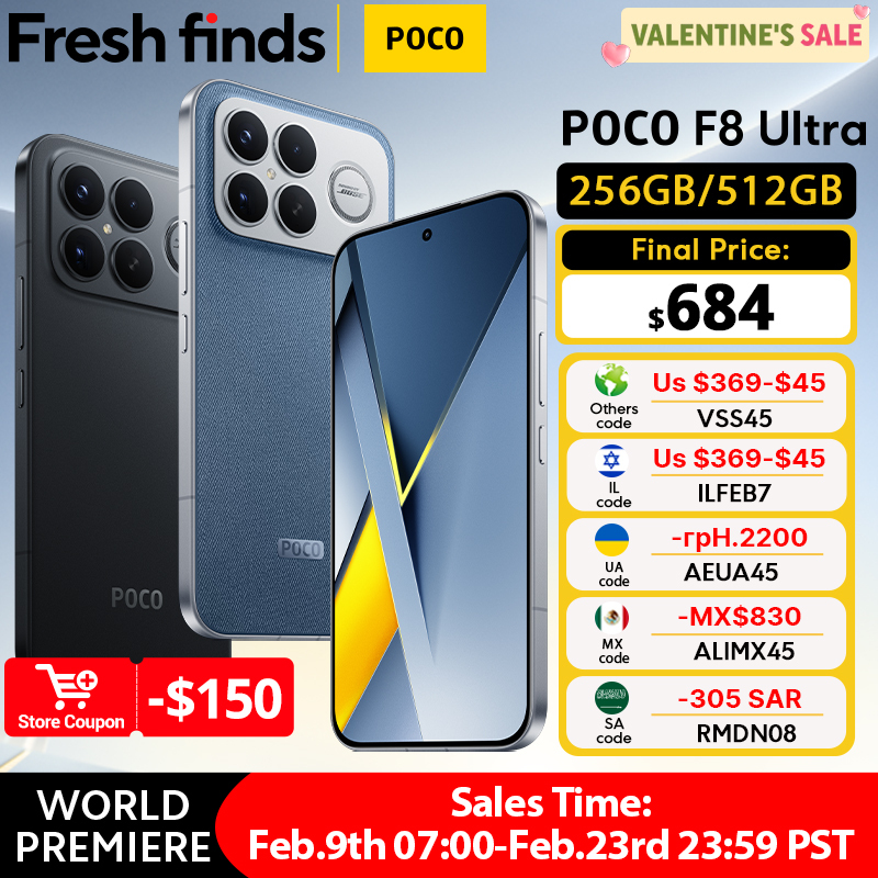  POCO F8 Ultra Smartphone Snapdragon 8 Elite Gen 5 6500mAh 6.9"120Hz POCO Hyper RGB AMOLED display Supports NFC 