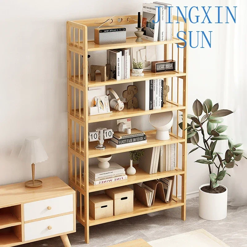 Bamboo Ladder Bookcase Wall Bibliotheque Room Home Shelves Closet Storage Organizer Modern Estanteria Libros Modular Furniture