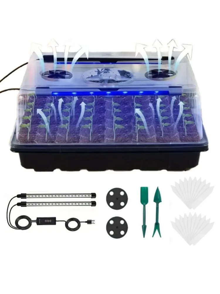 Seed Starter Tray with Grow Light, 120 Cells Smart Timer Seed Starter Kit ,Adjustable Vents, Drainage Holes,home garden