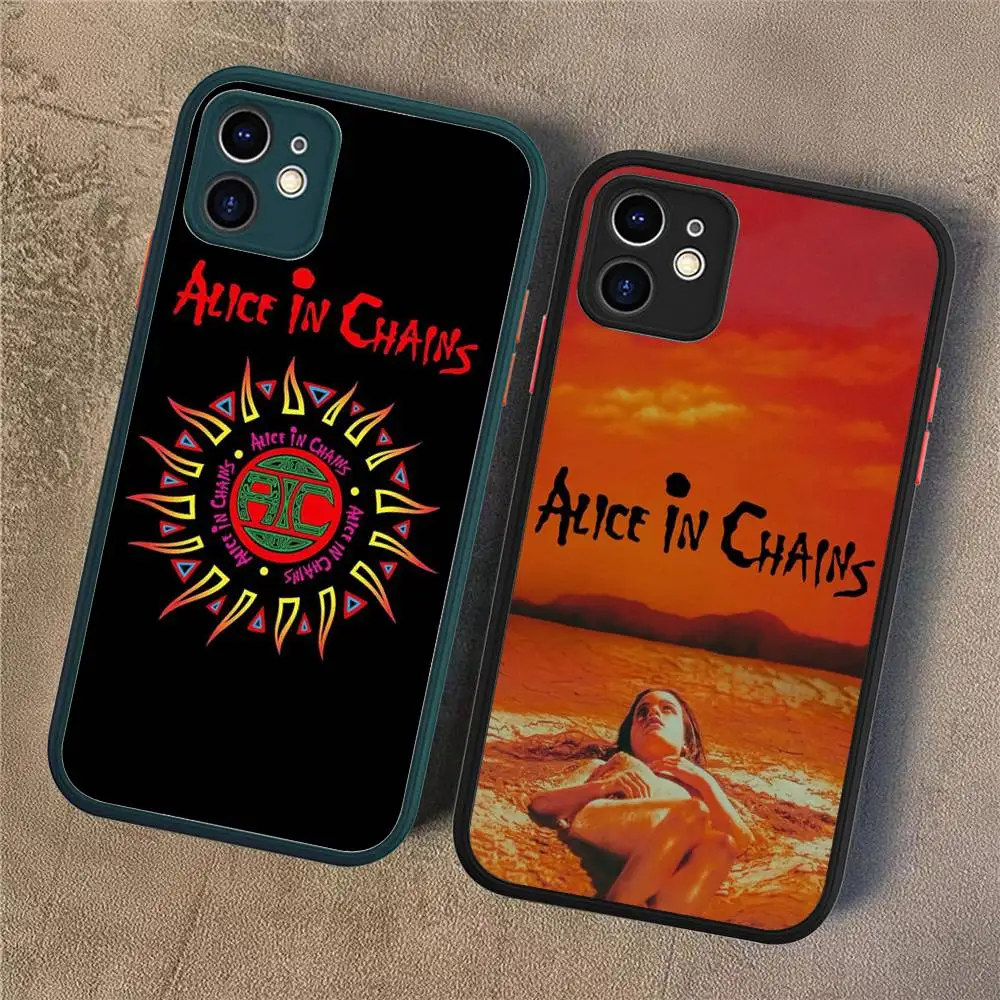 

Vintage Band A-Alice In Chains Phone Case For IPhone 11 12 13 14 15 16 Pro Plus X XS MAX Matte Bumper Shockproof Cover