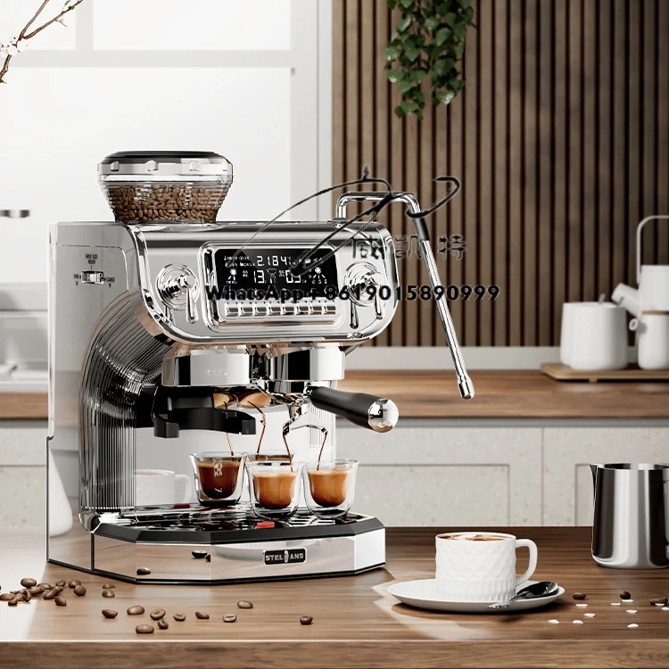 

Italy Commercial Dual Boiler Semi Automatic Cappuccino Espresso Coffee Machine Maker With Grinder