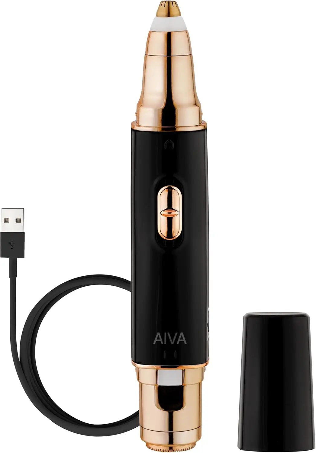 

AIVA: 2-in-1/Double Sided Facial Hair Remover & Eyebrow Trimmer USB Rechargeable with Built-in LED Lights