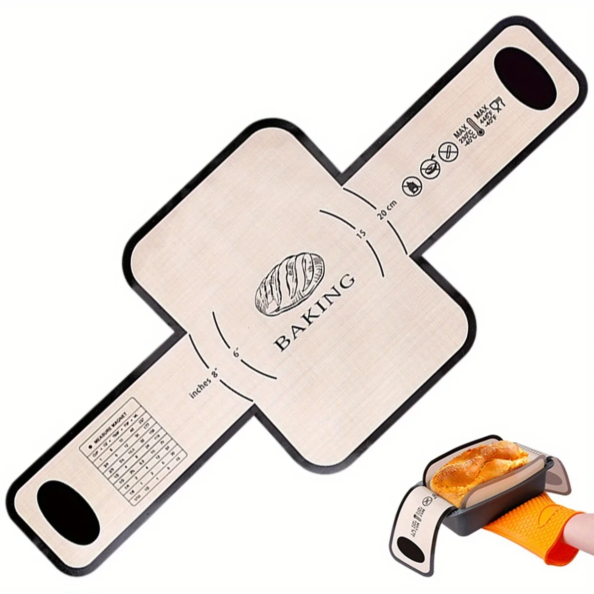 

E2 Silicone Bread Mat Sling Loaf Pan Liner Reusable Heat Resistant Baking Mat with Long Handle Non Stick Easy Clean Baking Liner