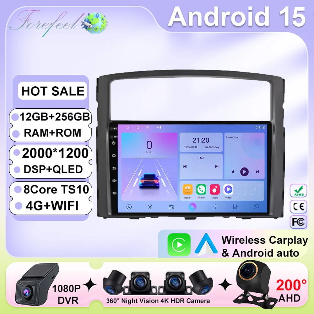 

For Mitsubishi Pajero 4 2006-2014 Car Radio Android Automotive Multimedia Player GPS Navigation Carplay Touch Screen Auto Stereo