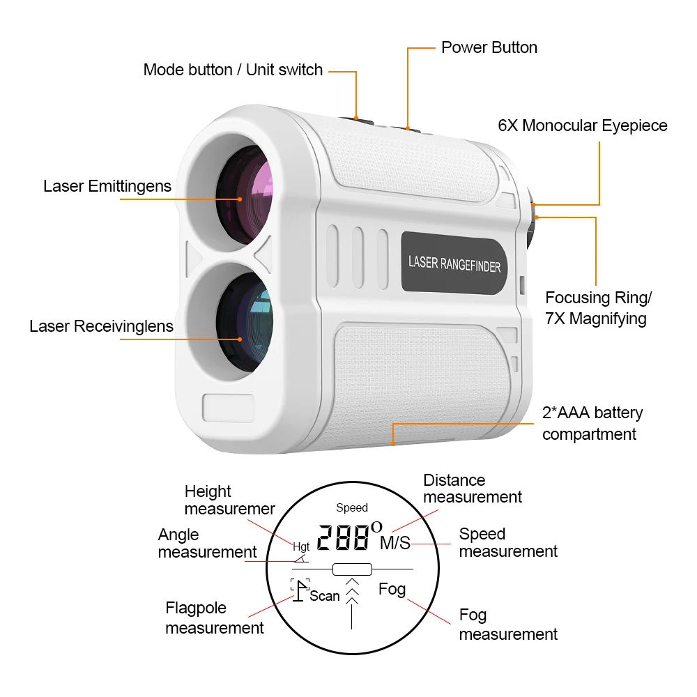 RZ Golf Laser Rangefinder 600M Monocular Laser Range Finder Laser Distance Meter Digital Hunting Golf Measurement Telescope