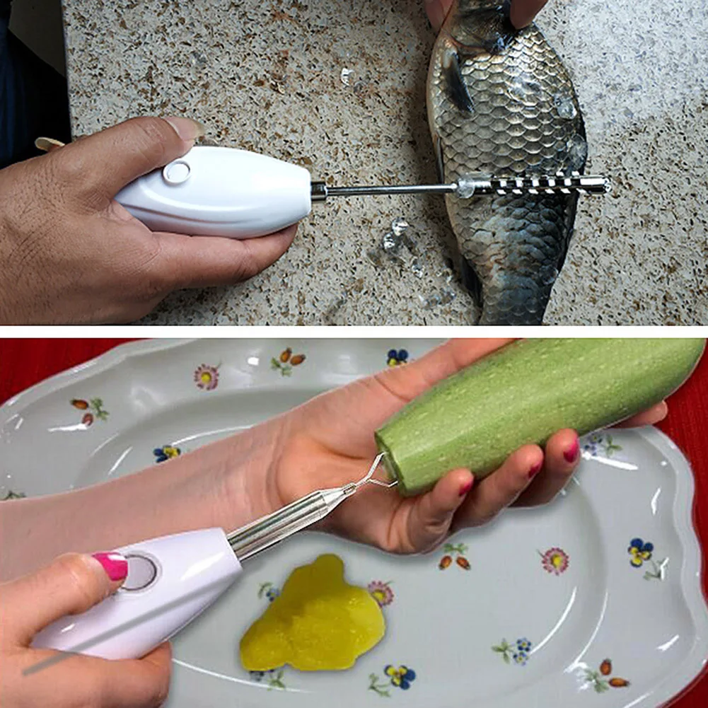 Electric Automatic Fruit Corer Kitchen Vegetable Corer Digger Fish Cleaner Scraper Fish Skin Peeler Electric Fish Scaler Tool