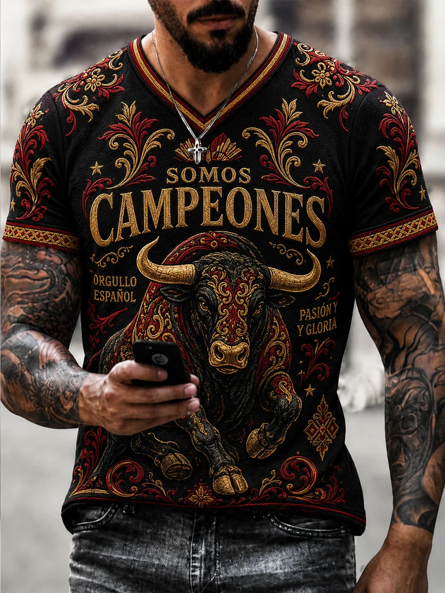 T-shirt à manches courtes pour hommes, thème Champions Espagne 2026, imprimé football, décontracté, sport, entraînement, assorti pour la famille