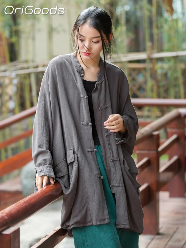 OriGoods Oversize Shirt Women 2024 New Spring Autumn Linen Shirts Long Loose Oversized Style Big Large Size Blouse Tops B003