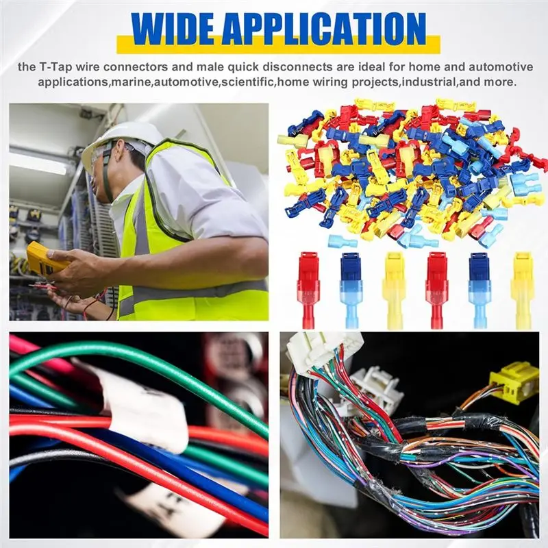 CQMF-T-Tap Wire Connectors Kit Self Self-Stripping Electrical Connectors Kit For Automotive Wire Tap