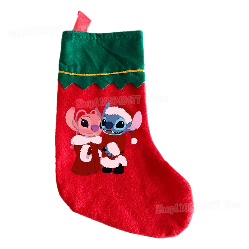 Christmas Socks Cartoon Disney Stitch Festive Atmosphere Decoration Xmas Tree Pendant Party Atmosphere Scene Candy Gift Bag