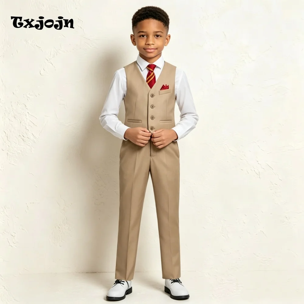 Formal Boys Suit Classic Wedding Tuxedos 2-piece Set Trend Vest & Pants Single Breasted Waistcoat Pants for Party