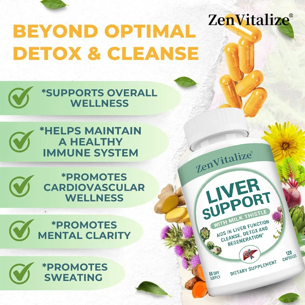Milk Thistle + Dandelion - Antioxidant, Healthy Cholesterol, Detoxifying and Cleansing, Liver and Kidney Protectant