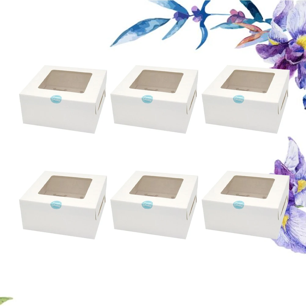 

25Pcs Eco-Friendly Cupcake Containers Baking Boxes with Inserts Muffin Containers Four Compartments for Home Dessert Shop White