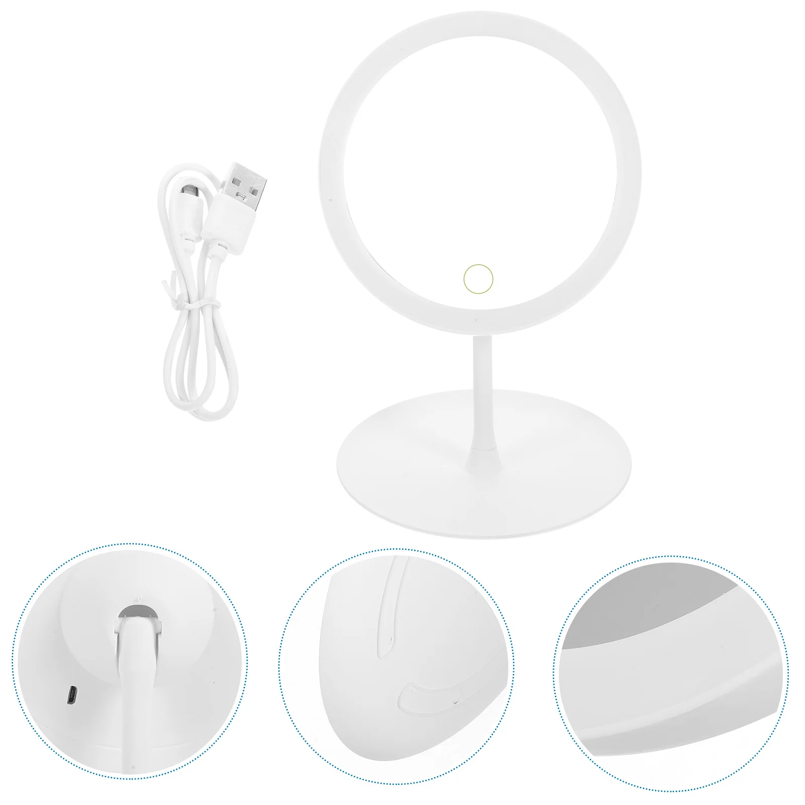 1200Mah Led Makeup Mirror Usb Rechargeable 360° Adjustable Brightness Smart Mirror For Cosmetics Storage Non-Slip Base