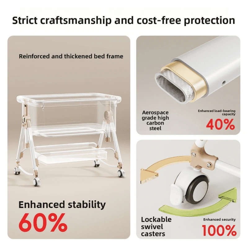 Портативная складная детская кроватка-трансформер с колесиками, мини-кроватка, прикроватная спальная кроватка для новорожденных, съемная