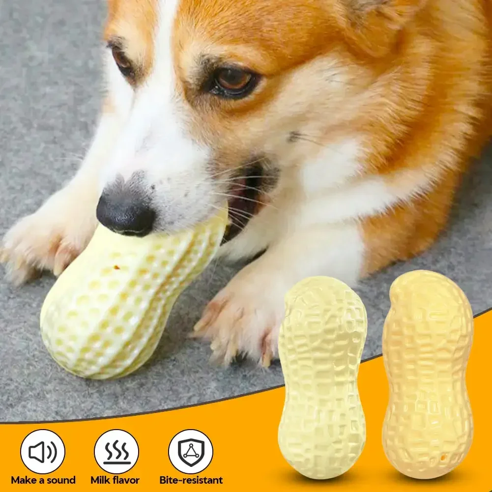 Screaming Rubber Peanut Pet Teasing Squeak Squeaker Chew Toy Puppy Toy for Dogs for Large Dogs Sound Voice Dog Toys